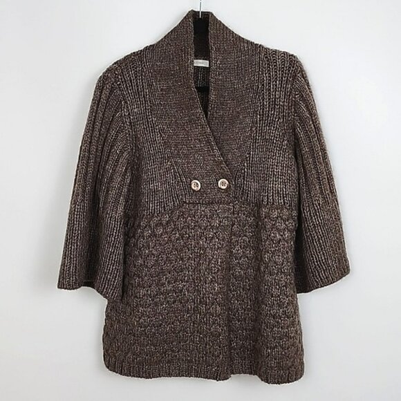 Windsmoor Women's Brown Knit Alpaca Wool Blend Cardigan Bell Sleeves Size L - Picture 3 of 14